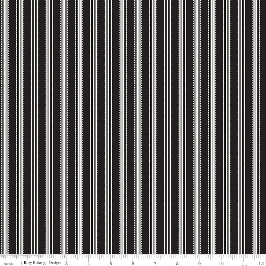 Midnight Meadow Stripes Black Quilt Fabric by My Mind's Eye C15323 - BLACK - Jammin Threads