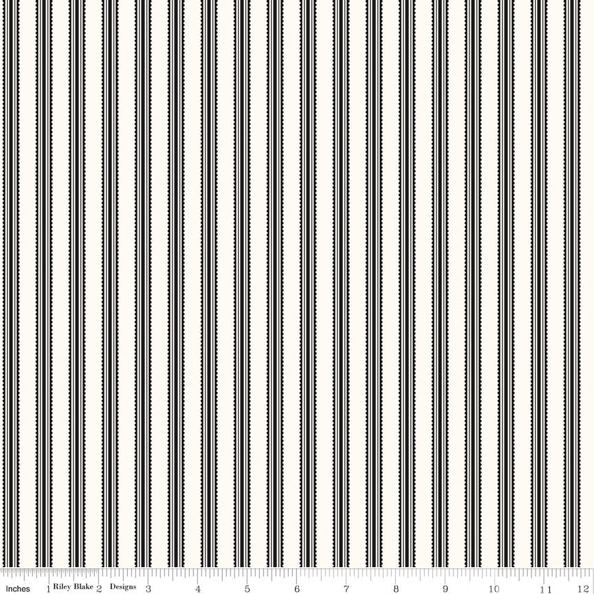 Midnight Meadow Stripes Cream Quilt Fabric by My Mind's Eye C15323 - CREAM - Jammin Threads