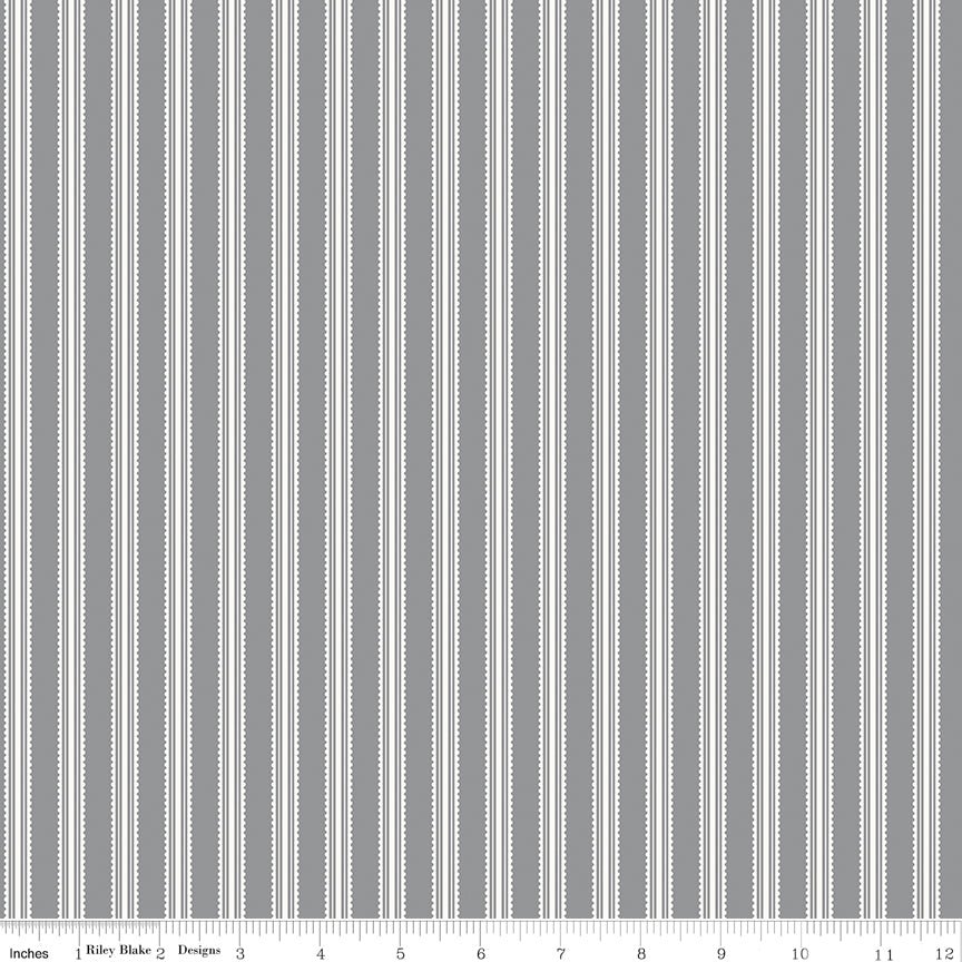 Midnight Meadow Stripes Gray Quilt Fabric by My Mind's Eye C15323 - GRAY - Jammin Threads