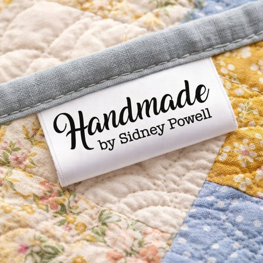Minimalist Handmade Satin Labels – Personalized Fold Over Tags with Name, Custom Sewing Labels for Quilts, Clothing & Handmade Items - Jammin Threads