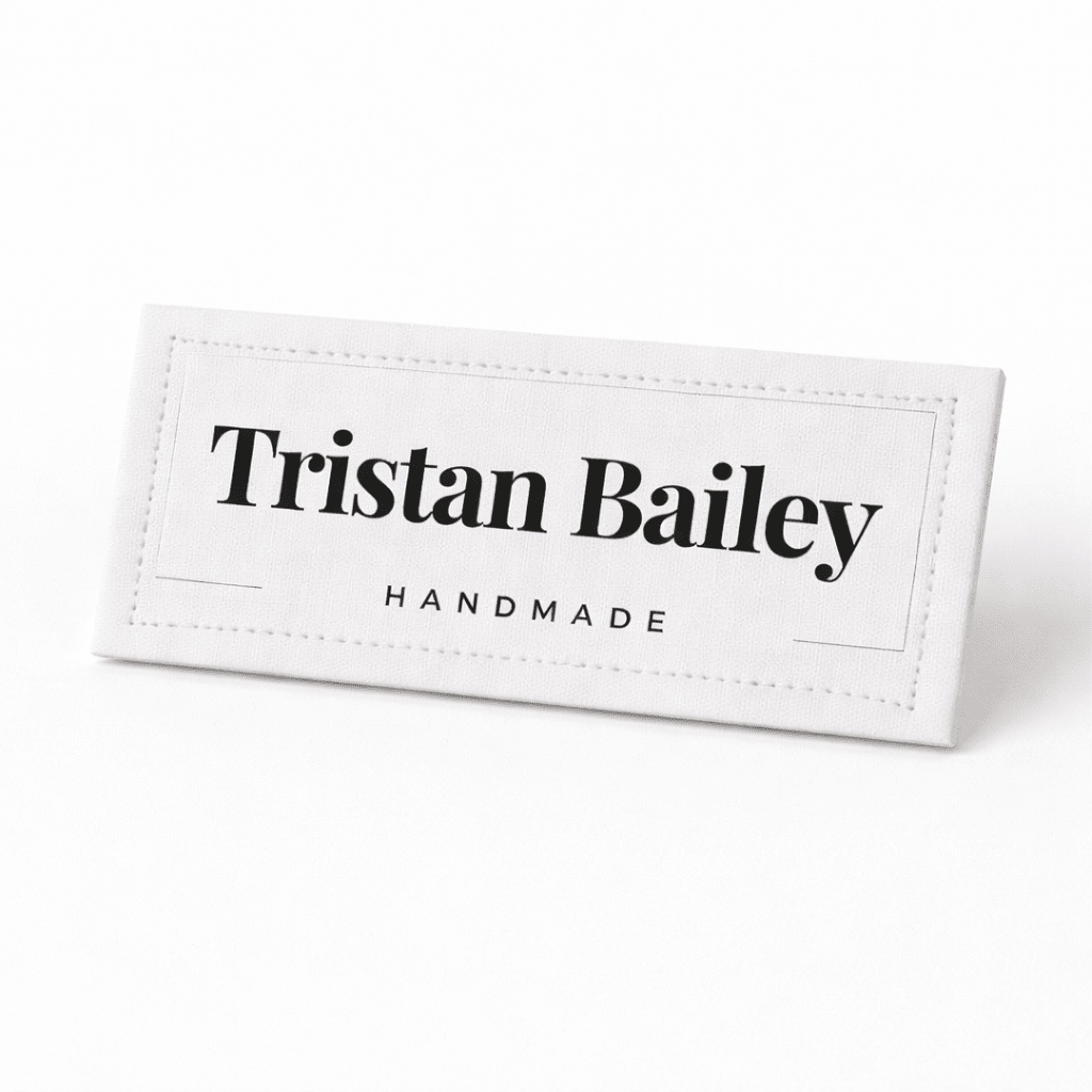 Minimalist Logo Quilt Label with Name Frame – Personalized 3x1" Handmade Label – Professional Modern Quilt Tag – 8 per Sheet - Jammin Threads