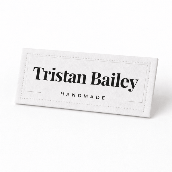 Minimalist Logo Quilt Label with Name Frame – Personalized 3x1" Handmade Label – Professional Modern Quilt Tag – 8 per Sheet - Jammin Threads