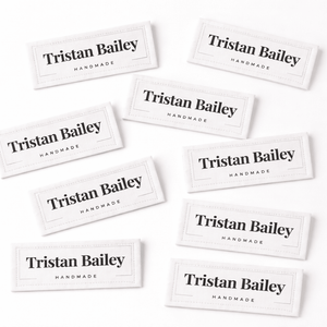 Minimalist Logo Quilt Label with Name Frame – Personalized 3x1" Handmade Label – Professional Modern Quilt Tag – 8 per Sheet - Jammin Threads