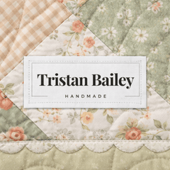 Minimalist Logo Quilt Label with Name Frame – Personalized 3x1" Handmade Label – Professional Modern Quilt Tag – 8 per Sheet - Jammin Threads