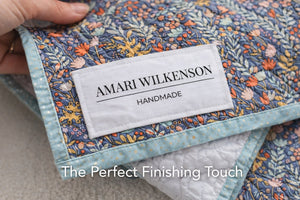 Modern Personalized Quilt Labels – Minimalist Handmade Quilt Label with Name – 10 Fabric Labels per Sheet – Cotton or Polyester – 3 x 0.75 - Jammin Threads