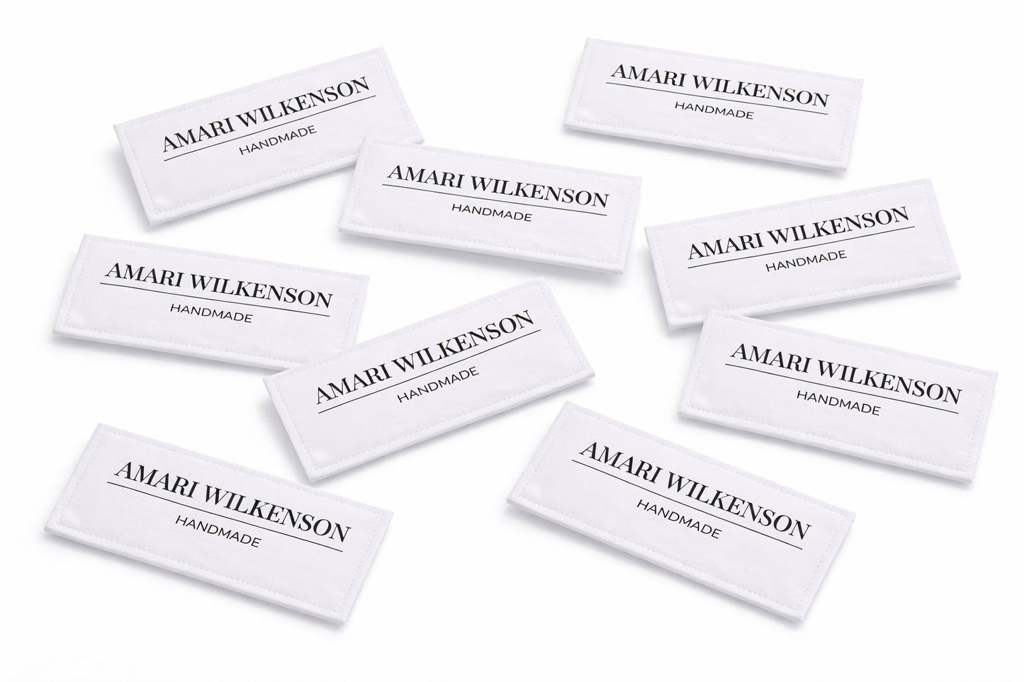 Modern Personalized Quilt Labels – Minimalist Handmade Quilt Label with Name – 10 Fabric Labels per Sheet – Cotton or Polyester – 3 x 0.75 - Jammin Threads