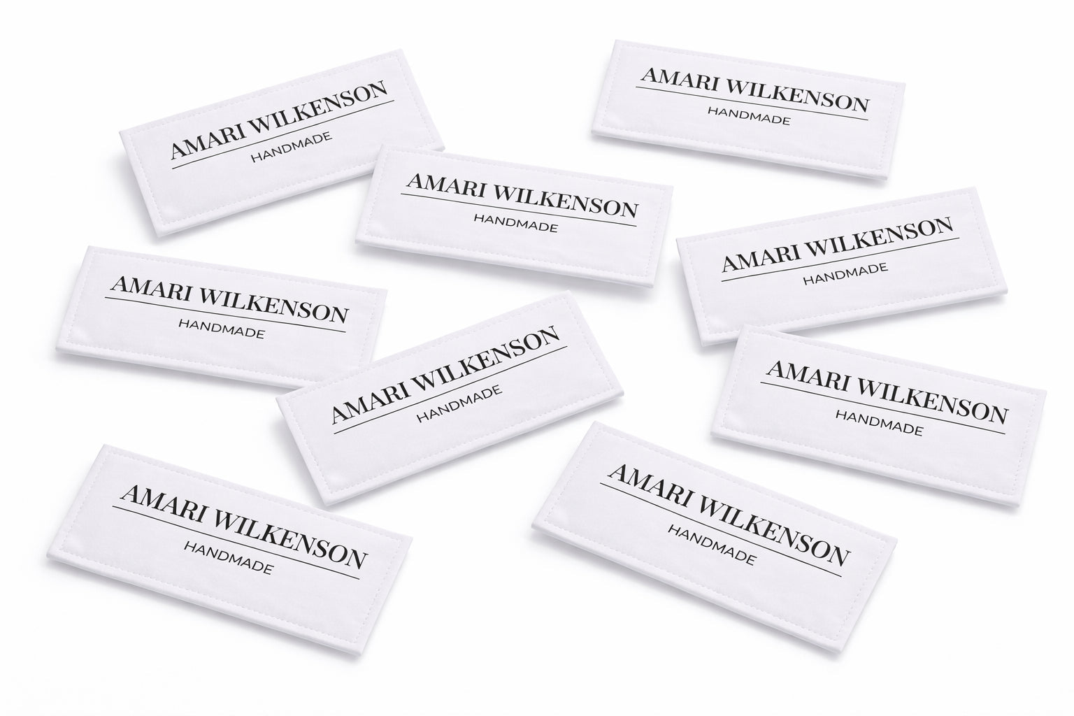 Modern Personalized Quilt Labels – Minimalist Handmade Quilt Label with Name – 10 Fabric Labels per Sheet – Cotton or Polyester – 3 x 0.75 - Jammin Threads