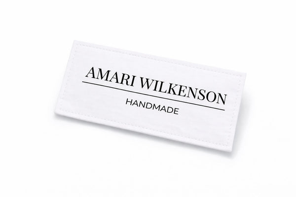 Modern Personalized Quilt Labels – Minimalist Handmade Quilt Label with Name – 10 Fabric Labels per Sheet – Cotton or Polyester – 3 x 0.75 - Jammin Threads