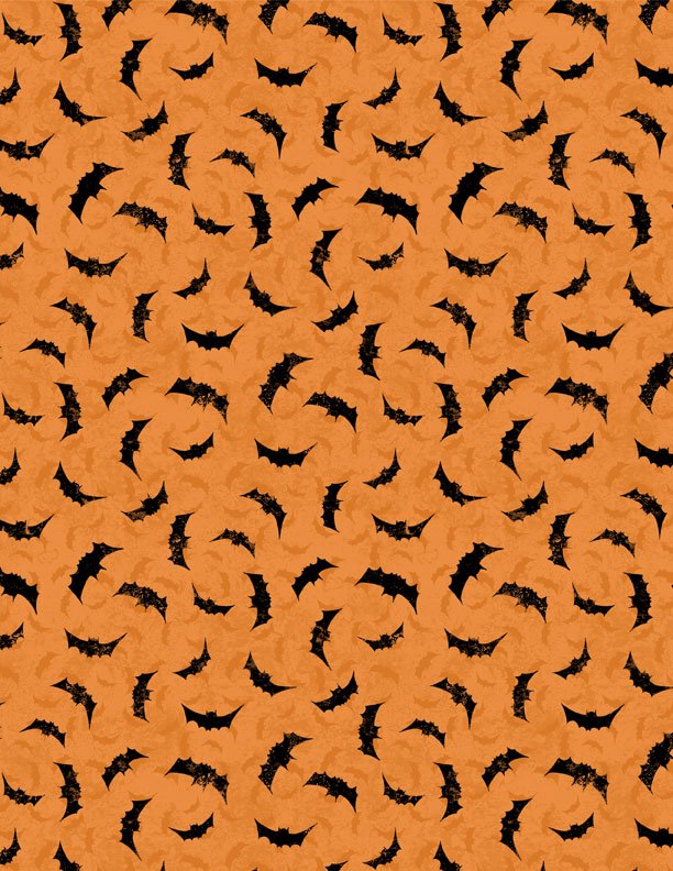 Moonlit Manor Bats Orange Halloween Quilt Fabric by Wilmington Prints 3071 34014 889 - Jammin Threads