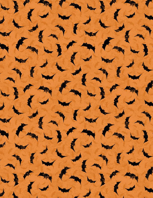 Moonlit Manor Bats Orange Halloween Quilt Fabric by Wilmington Prints 3071 34014 889 - Jammin Threads