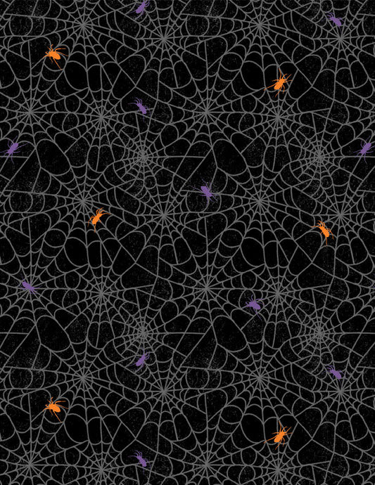 Moonlit Manor Spiderwebs Black Halloween Quilt Fabric by Wilmington Prints 3071 34013 986 - Jammin Threads