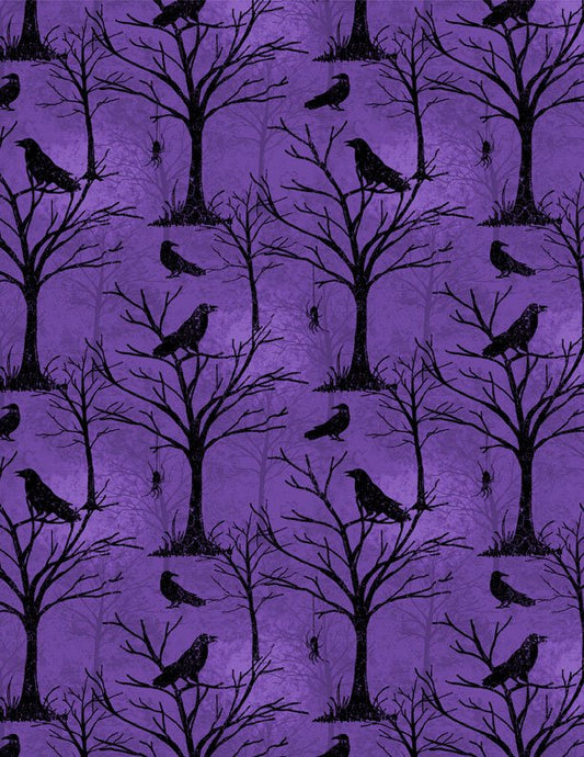 Moonlit Manor Trees and Critters All Over Purple Halloween Quilt Fabric by Wilmington Prints 3071 34011 699 - Jammin Threads