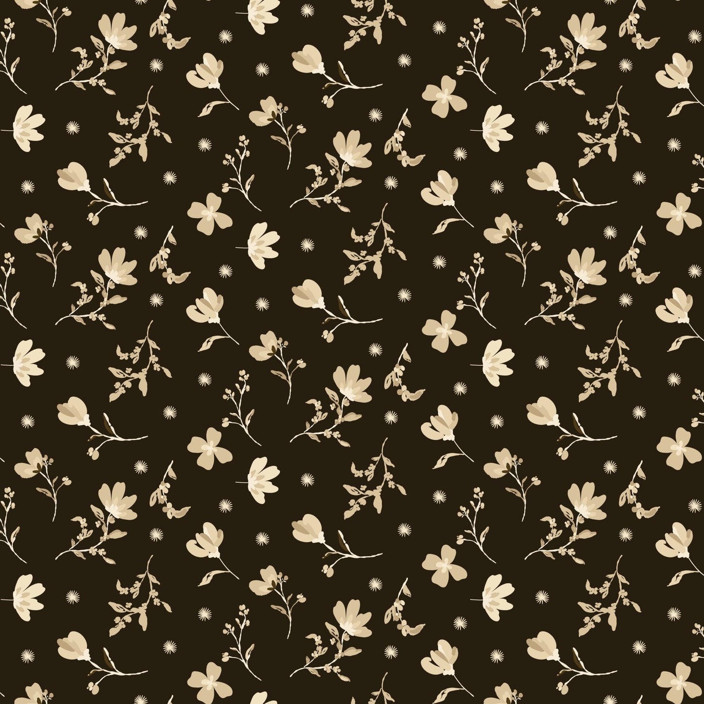 Morning Latte Quilt Fabric by Sandy Gervais Floral Espresso C16921 - ESPRESSO - Jammin Threads