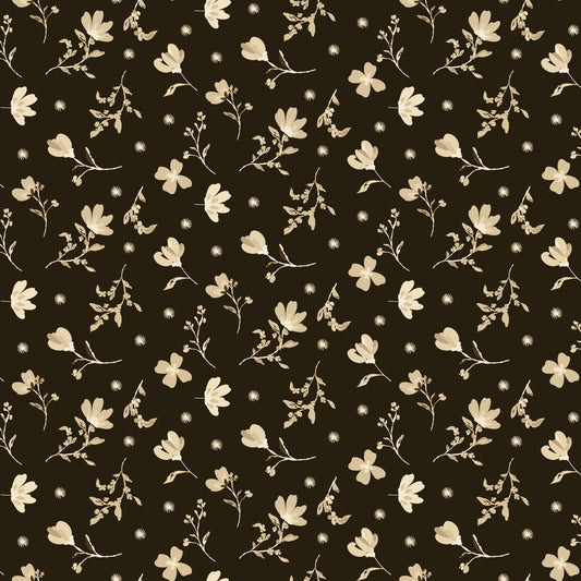 Morning Latte Quilt Fabric by Sandy Gervais Floral Espresso C16921 - ESPRESSO - Jammin Threads