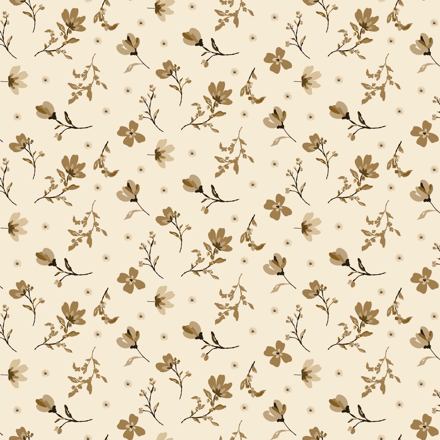 Morning Latte Quilt Fabric by Sandy Gervais Floral Latte C16921 - LATTE - Jammin Threads