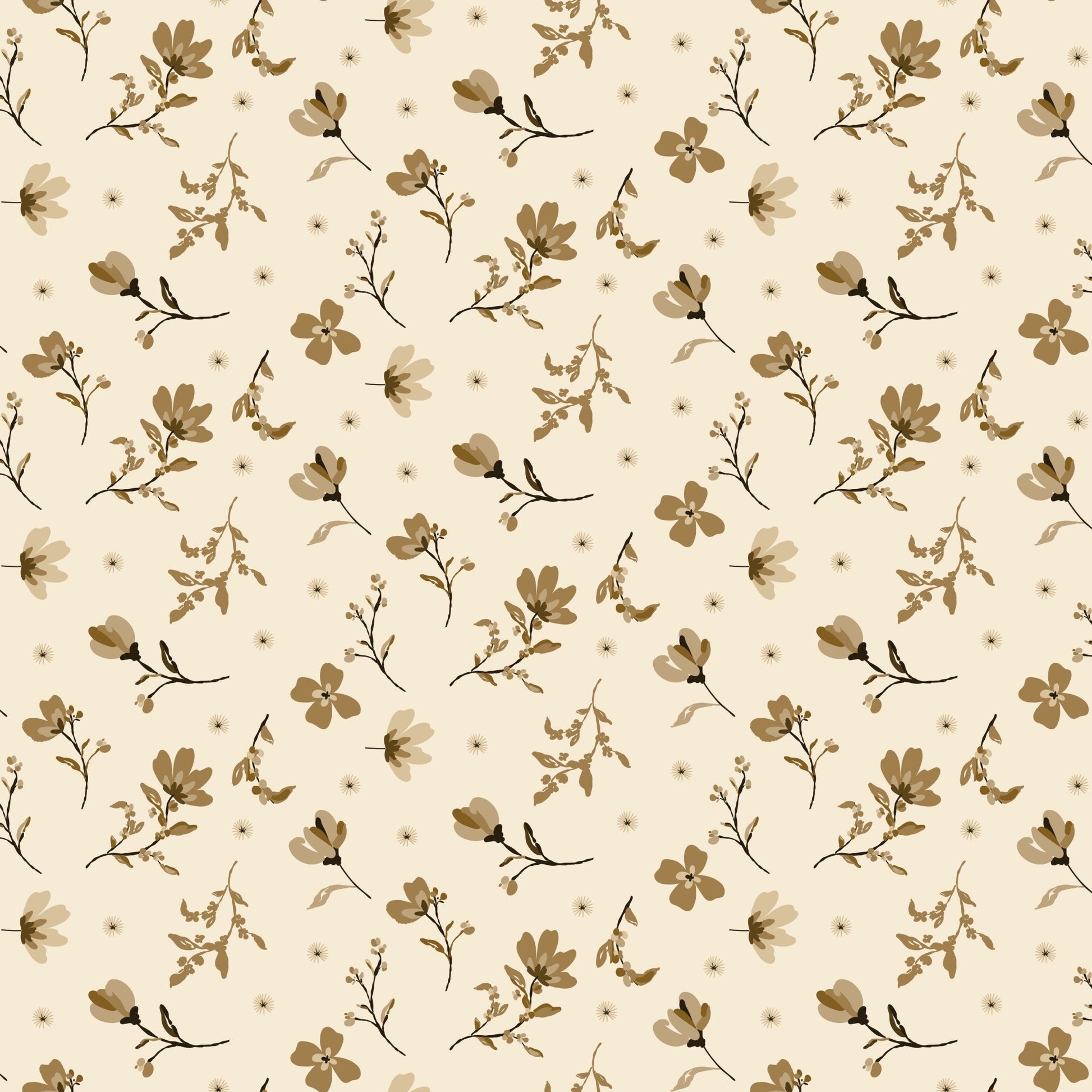 Morning Latte Quilt Fabric by Sandy Gervais Floral Latte C16921 - LATTE - Jammin Threads