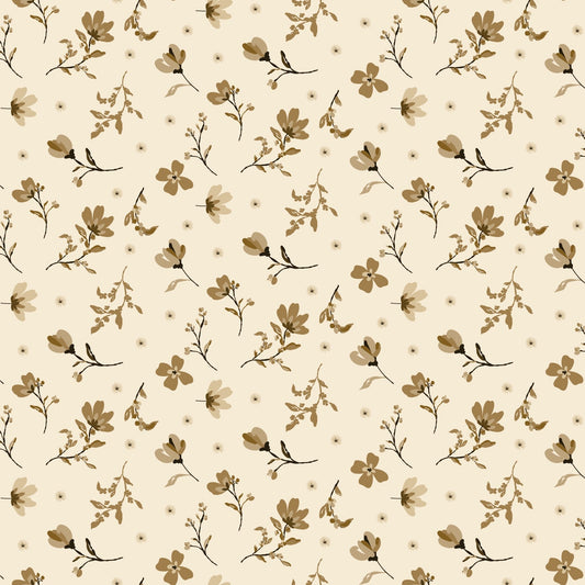 Morning Latte Quilt Fabric by Sandy Gervais Floral Latte C16921 - LATTE - Jammin Threads