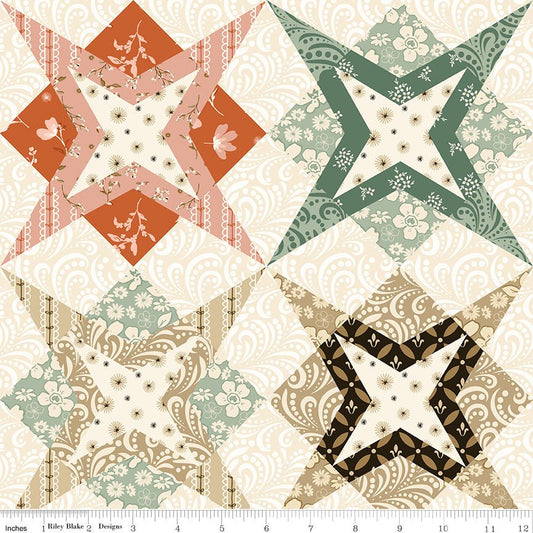 Morning Latte Quilt Fabric by Sandy Gervais Star Cheater Print Multi C16929 - MULTI - Jammin Threads