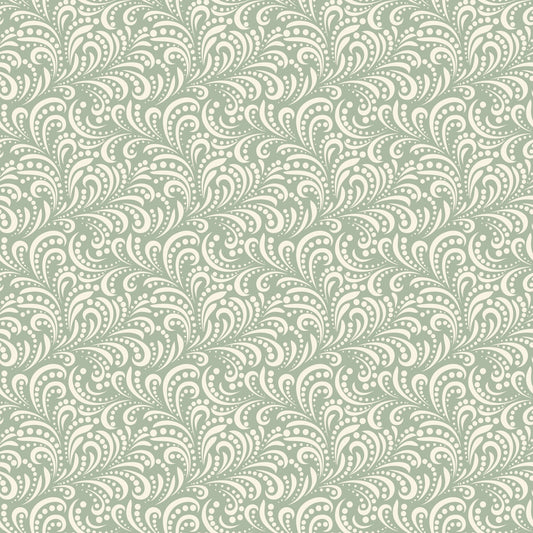 Morning Latte Quilt Fabric by Sandy Gervais Swirls Aloe C16928 - ALOE - Jammin Threads