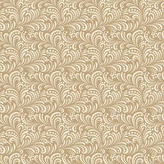 Morning Latte Quilt Fabric by Sandy Gervais Swirls C16928 - CAMEL - Jammin Threads