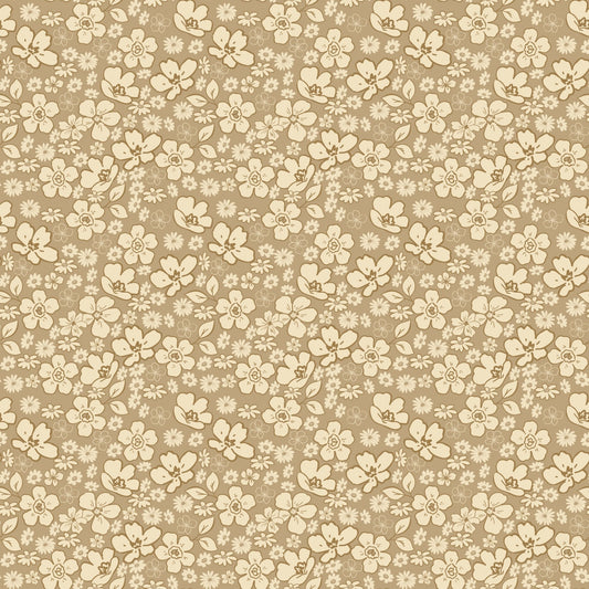 Morning Latte Quilt Fabric by Sandy Gervais Tonal Floral Camel C16923 - CAMEL - Jammin Threads