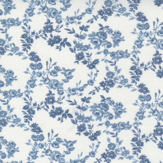 Nantucket Summer Quilt Fabric Cream Blue 55263 24 by Camille Roskelley for Moda Fabrics - Jammin Threads