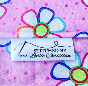 Needle and Thread Satin Labels. Personalized satin quilt labels and tag - Jammin Threads