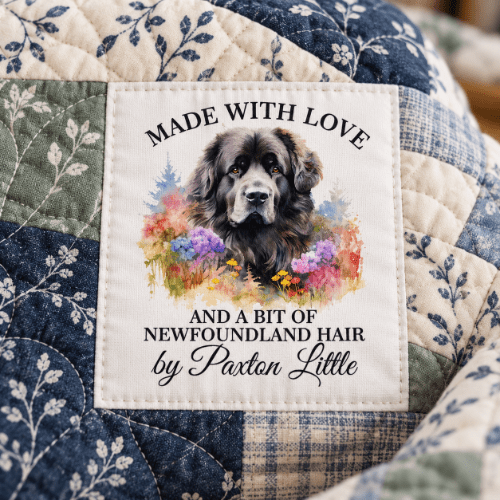 Newfoundland Dog Personalized Quilt Labels – Made with Love & Dog Hair - Jammin Threads