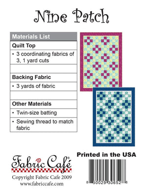 Nine Patch 3 Yard Quilt Pattern by Fabric Cafe - Jammin Threads