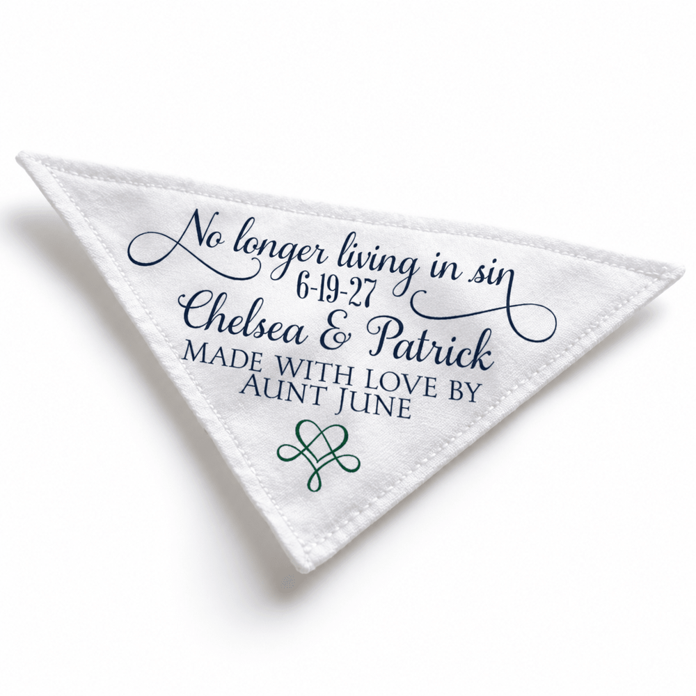 Funny wedding quilt label