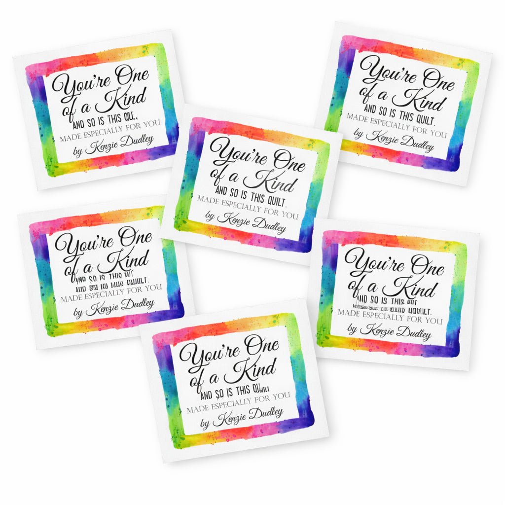 One of a Kind Quilt Label with Colorful Frame – Personalized Quilt Label, Custom Quilt Tag, Handmade Quilt Label Sheet - Jammin Threads