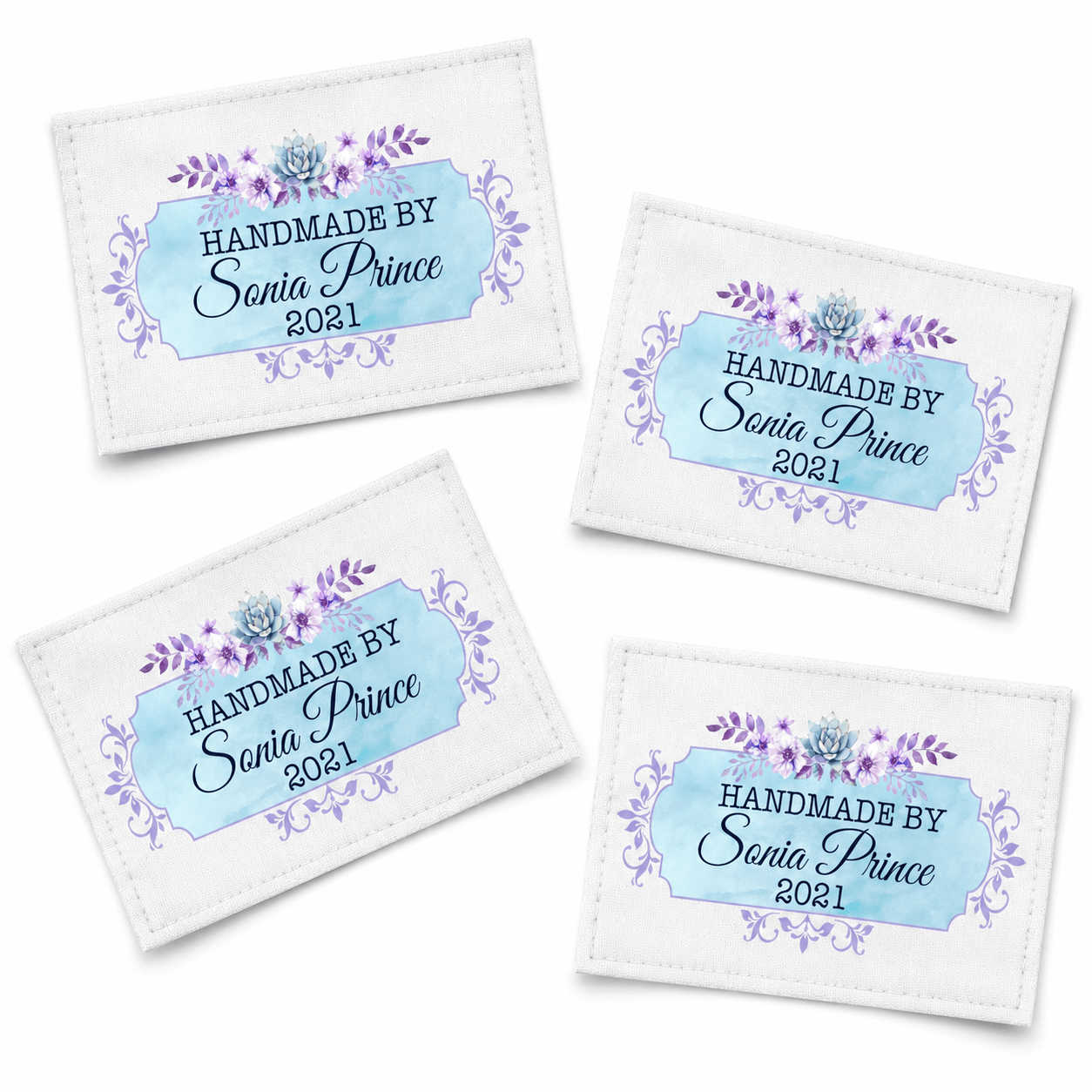 Ornate Personalized Handmade By Quilt Label with Maker Name and Year - Jammin Threads