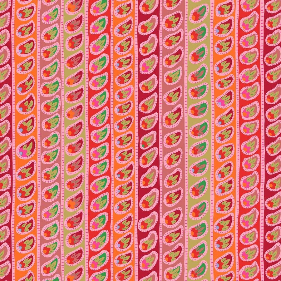 Paisley Stripe - Red Quilt Fabric| Kaffe: From the Archives PWGP032.RED - Jammin Threads