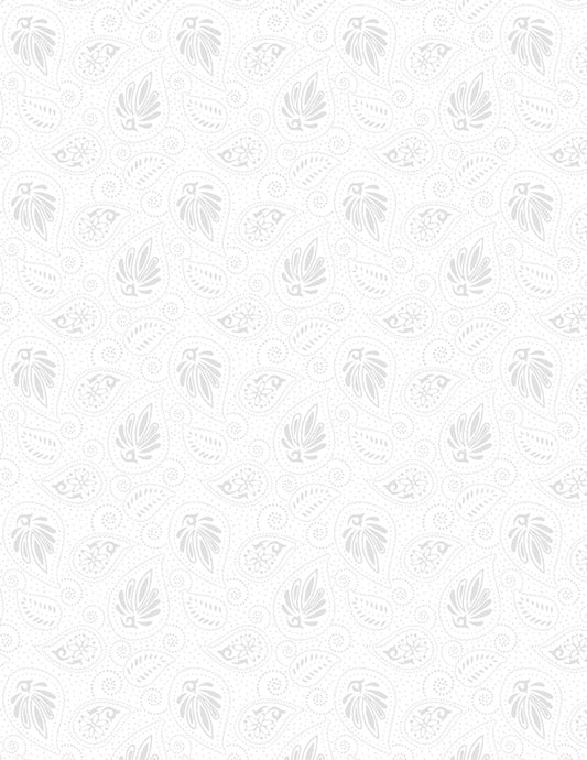 Paisley White on White Quilt Fabric by Wilmington Prints Tone on Tone 1817 39138 100 - Jammin Threads