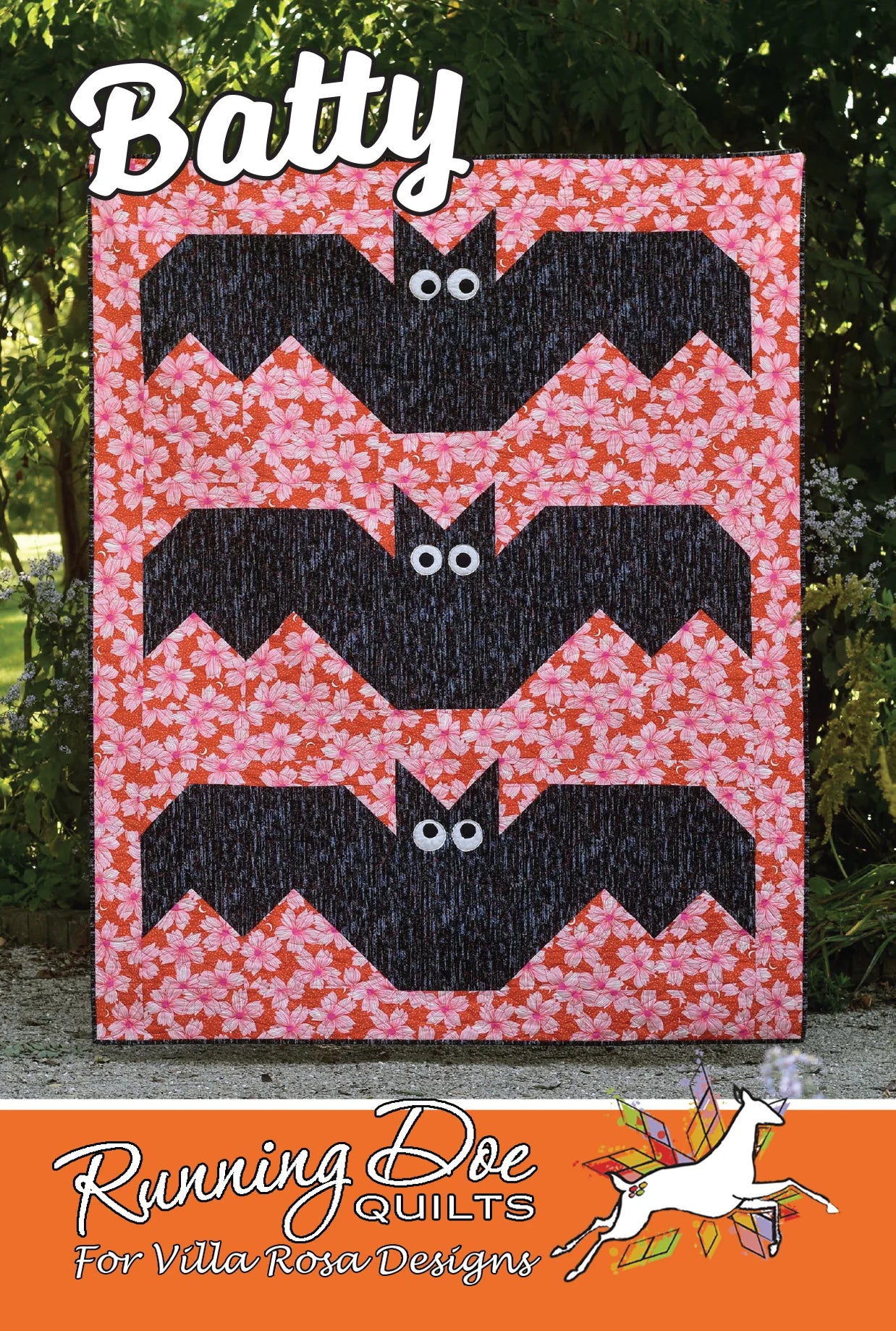 Batty Quilt Accessory Kit – Pattern, Pre-Printed Bat Eyes, and Personalized Quilt Label. Quilt Fabric NOT included