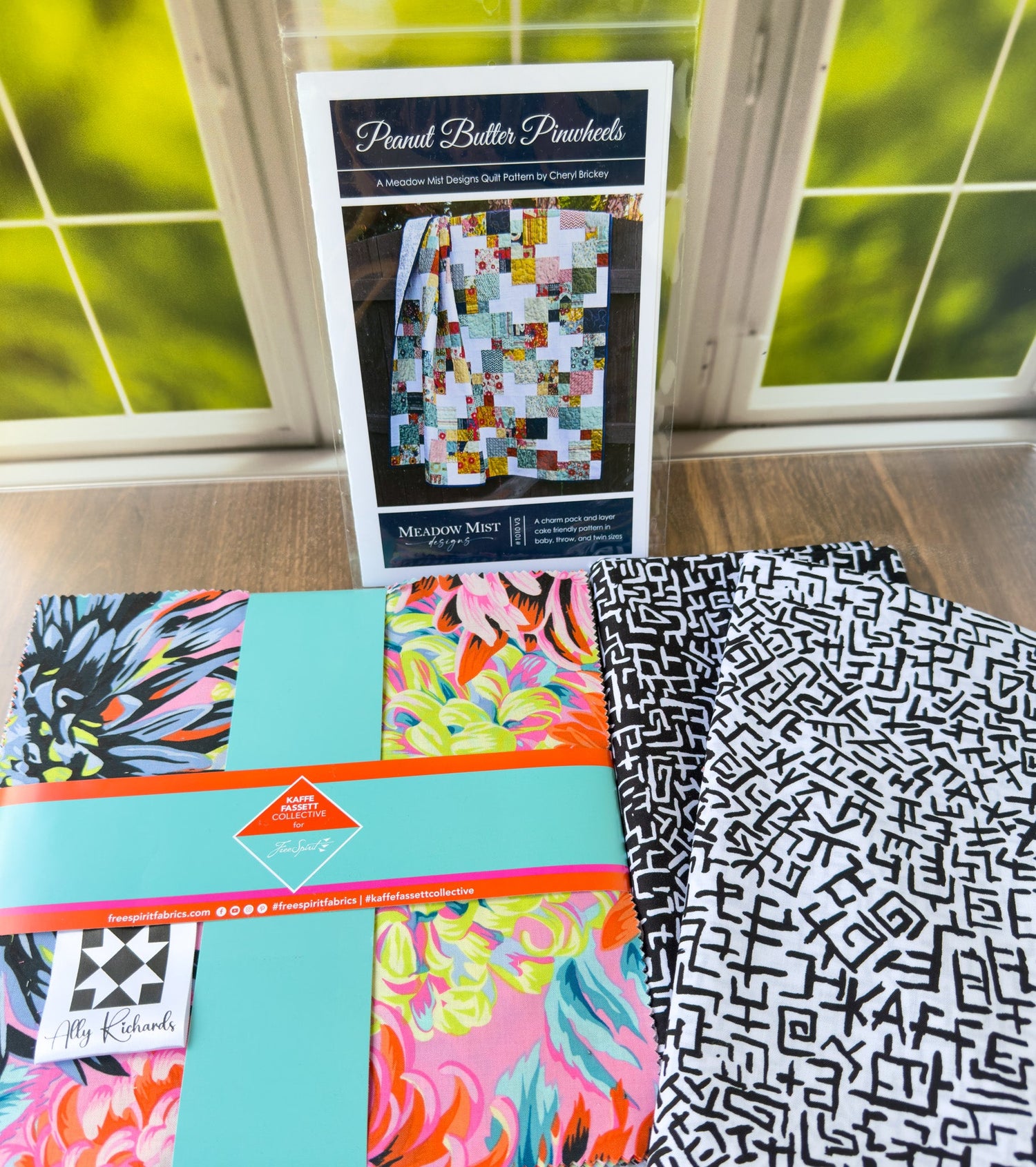 Peanut Butter Pinwheels Quilt Kit featuring Polaris by Kaffe Fassett - Jammin Threads