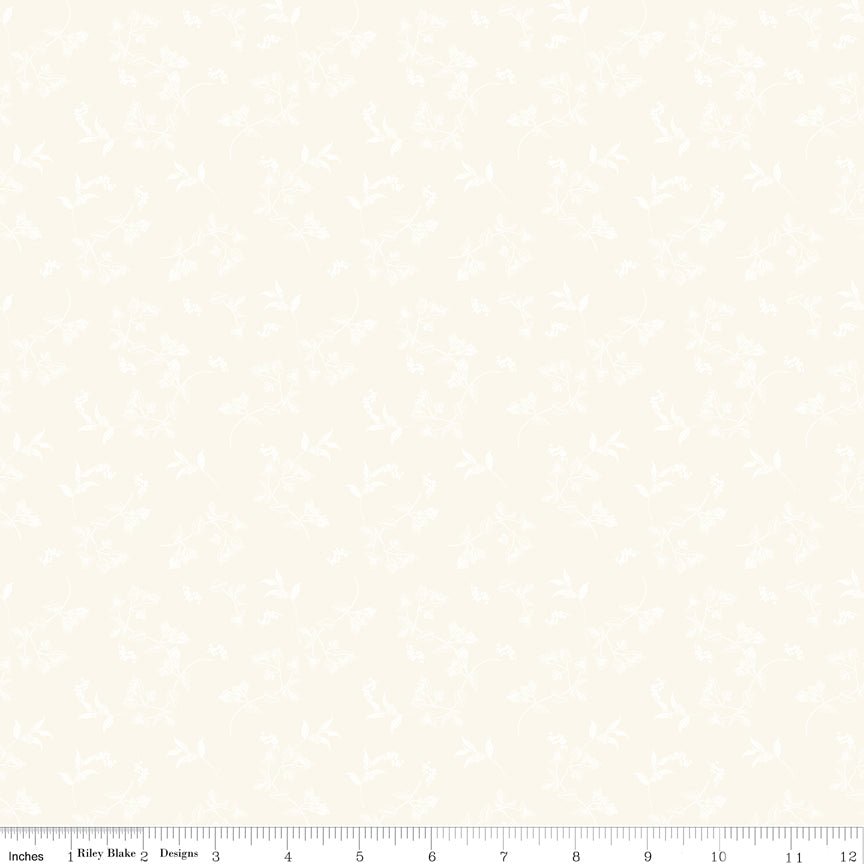 Penelope Quilt Fabric Stems on Cream C16641 - WHITE by My Mind's Eye for Riley Blake Designs - Jammin Threads