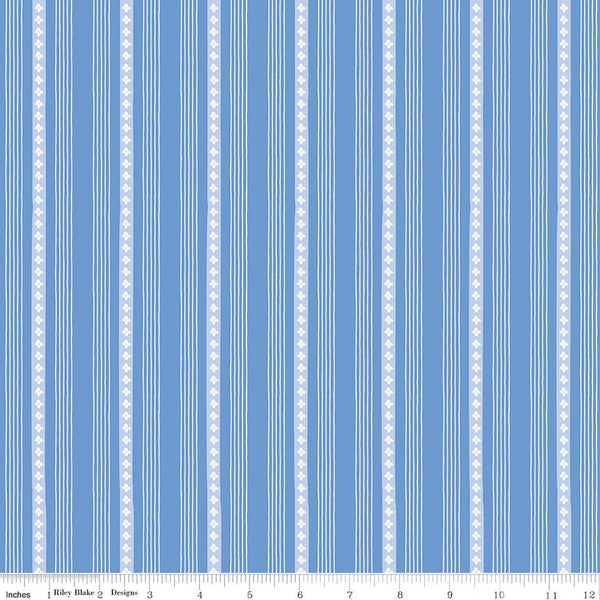 Penelope Quilt Fabric Stripes Blue C16645 - BLUE by My Mind's Eye for Riley Blake Designs - Jammin Threads