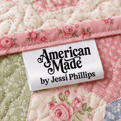 Personalized “American Made” Satin Quilt Tags - Jammin Threads