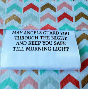 Personalized Angel Satin Quilt Tag – “Angels Gather at Night” Maker Label - Jammin Threads