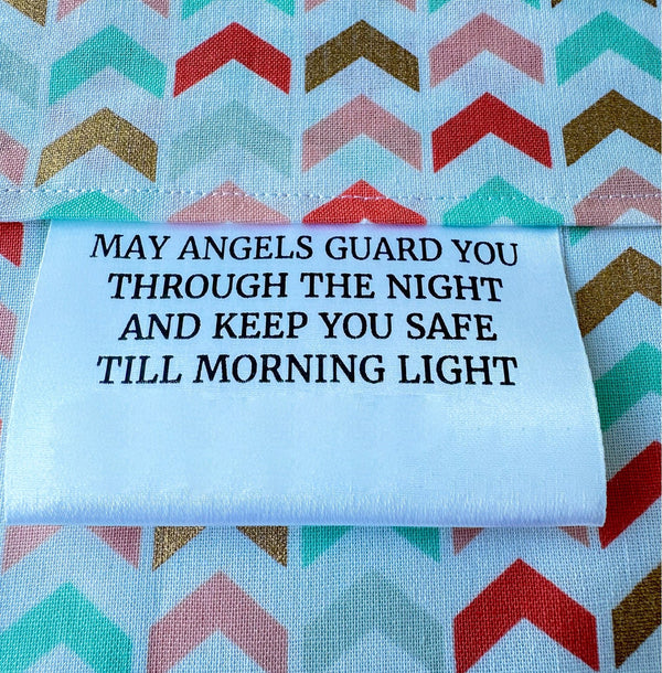 Personalized Angel Satin Quilt Tag – “Angels Gather at Night” Maker Label - Jammin Threads