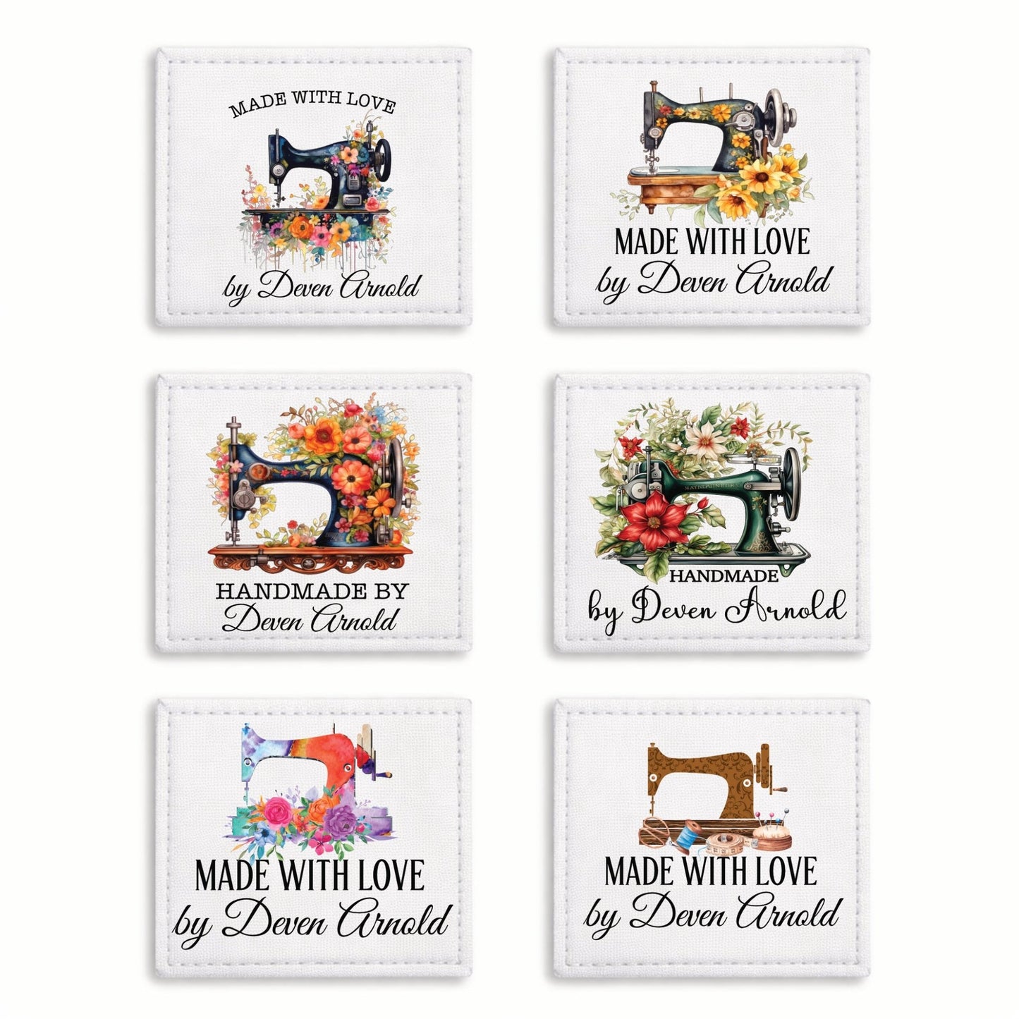 Personalized Assorted Sewing Machine Quilt Labels – Custom Quilter Labels – 6 Unique Labels Per Sheet - Jammin Threads