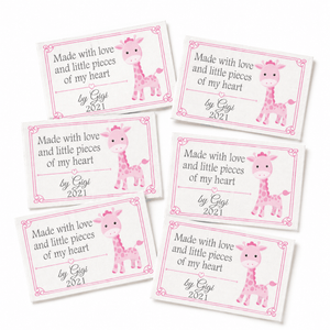 Personalized Baby Giraffe Quilt Label – Made With Love & Little Pieces of My Heart - Jammin Threads