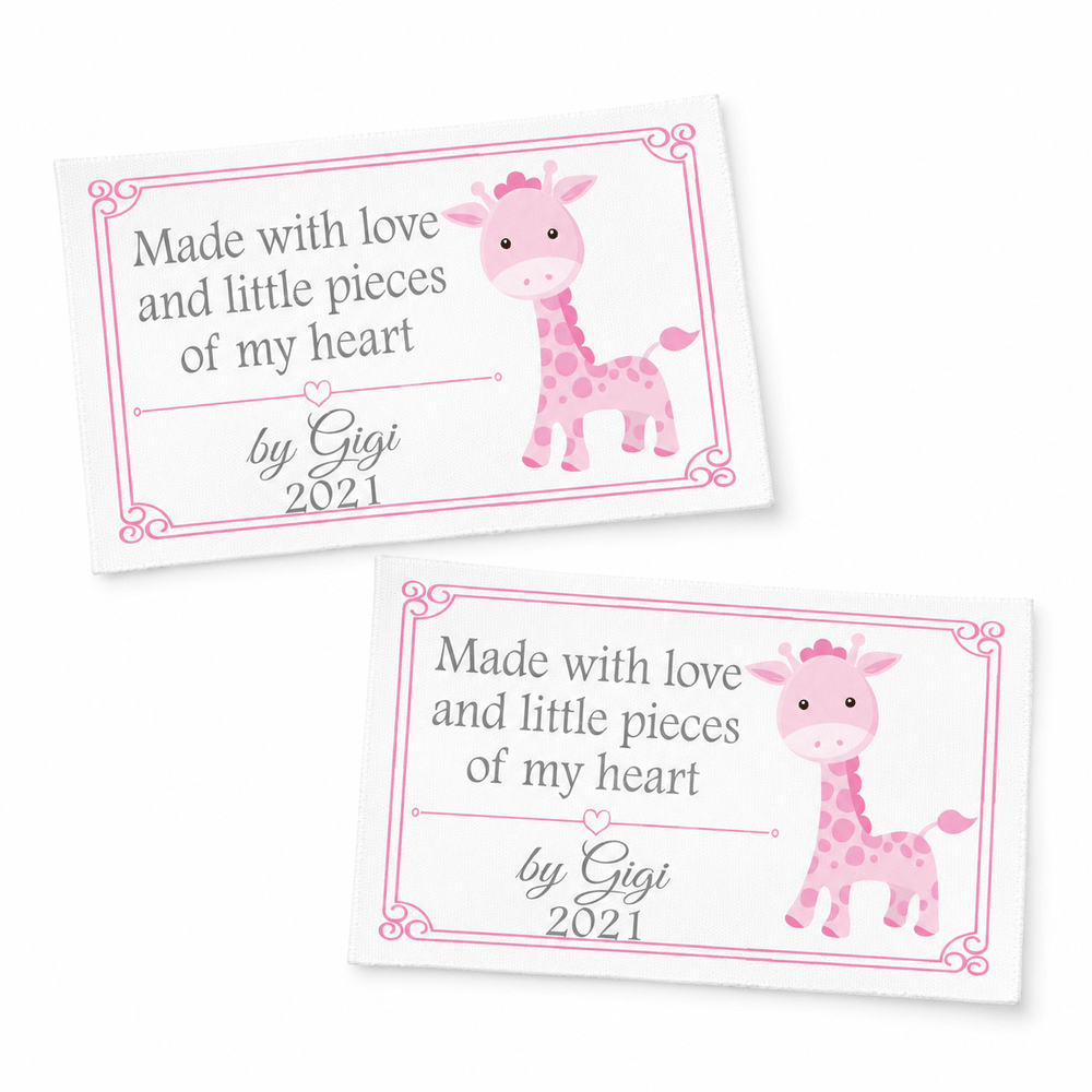 Personalized Baby Giraffe Quilt Label – Made With Love & Little Pieces of My Heart - Jammin Threads