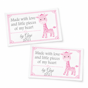 Personalized Baby Giraffe Quilt Label – Made With Love & Little Pieces of My Heart - Jammin Threads