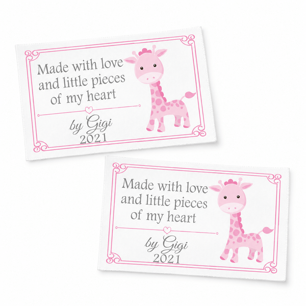 Personalized Baby Giraffe Quilt Label – Made With Love & Little Pieces of My Heart - Jammin Threads