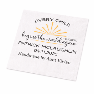 Personalized Baby Quilt Label – “Every Child Begins the World Again” Thoreau Quote, Custom Quilt Label with Name, Date & Maker - Jammin Threads