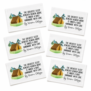 Personalized Camping Quilt Label – The Greatest Sleep Beneath Heaven Above - 3 x 1.5" - Jammin Threads