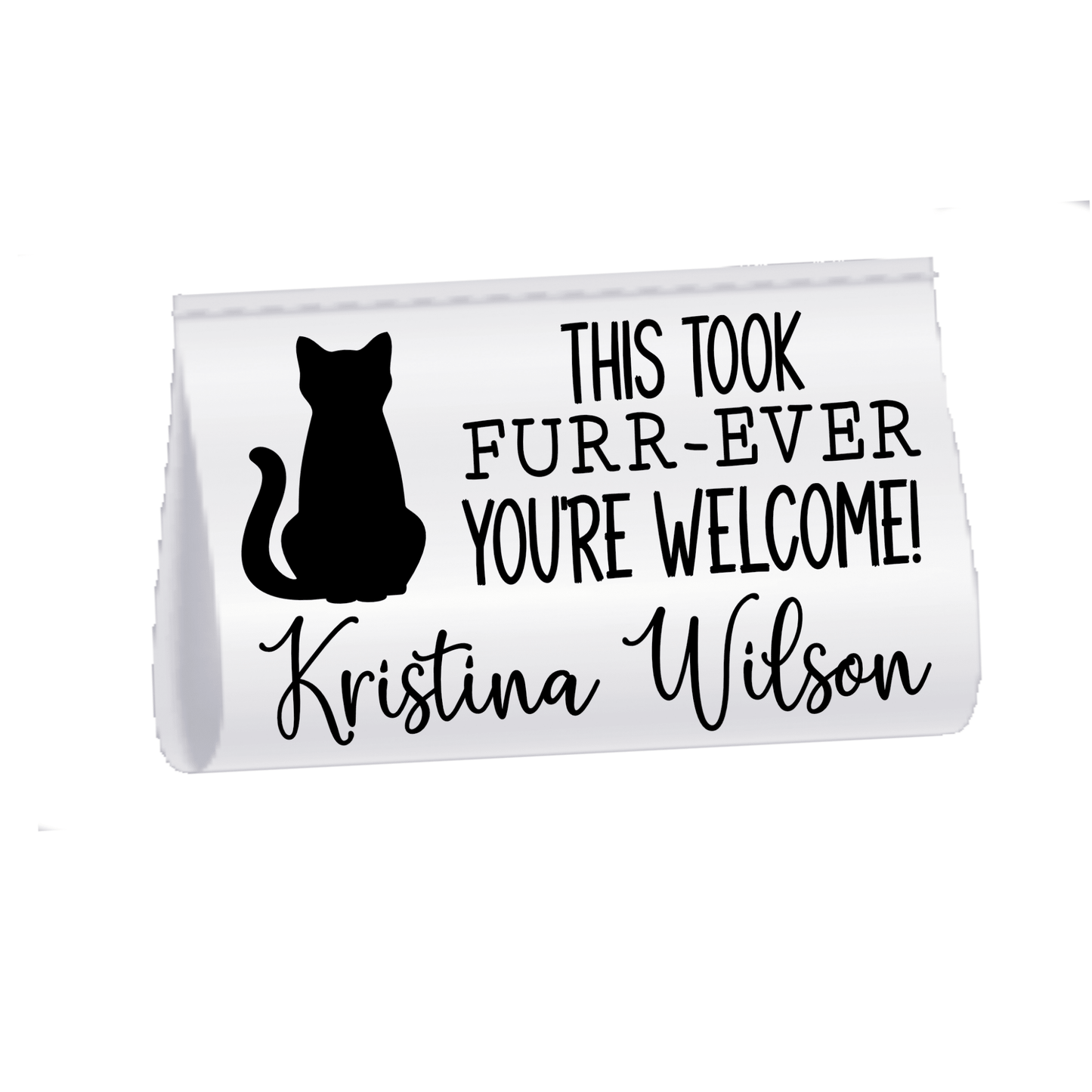 Personalized Cat Quilt Labels – “This Took Furr - Ever” Funny Cat Satin Tags – Custom Pet Name Labels – Set of 25 - Jammin Threads
