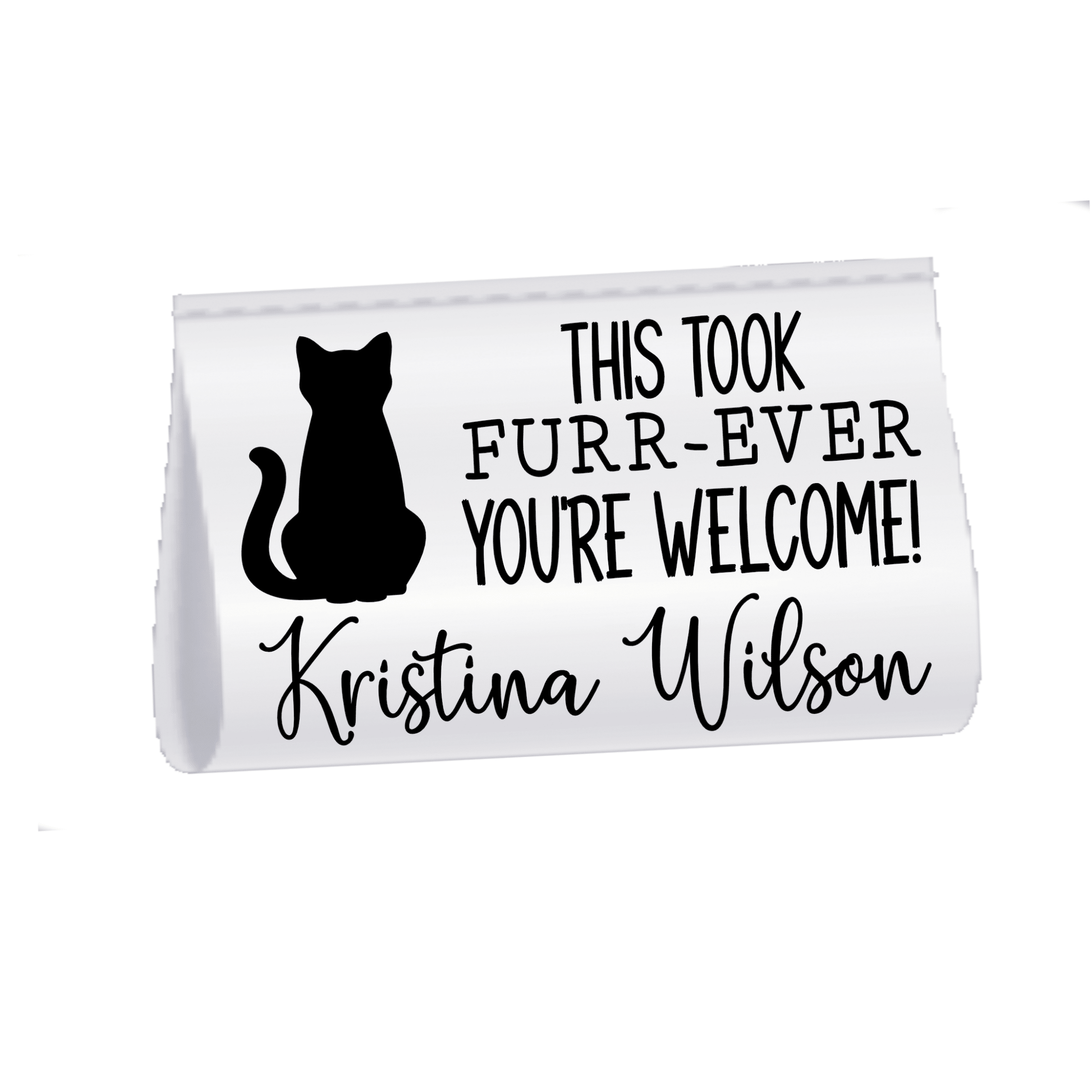 Personalized Cat Quilt Labels – “This Took Furr - Ever” Funny Cat Satin Tags – Custom Pet Name Labels – Set of 25 - Jammin Threads
